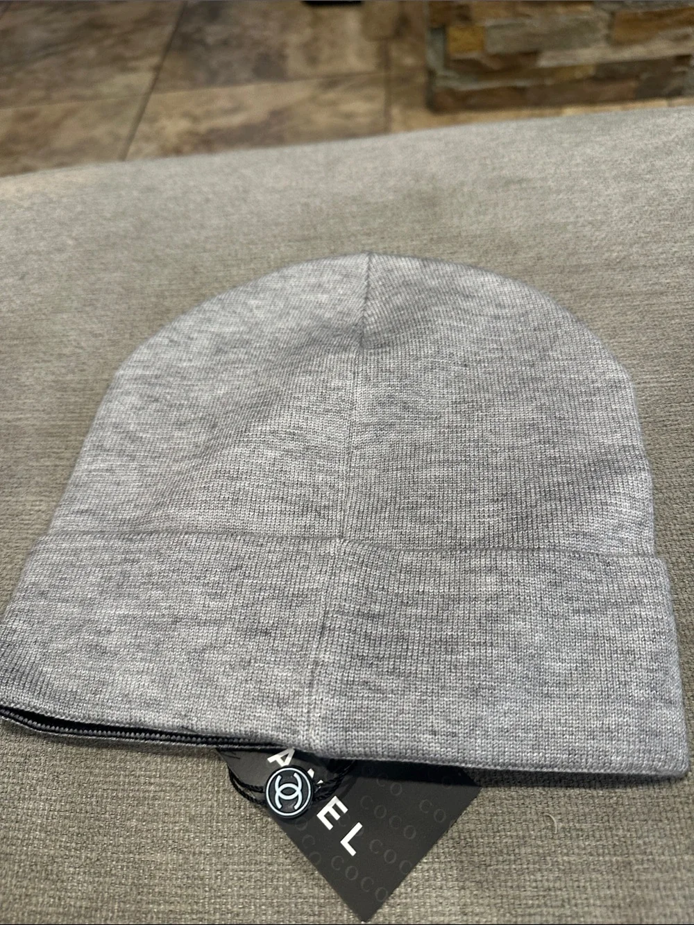 Gray Beanie with Black Logo
